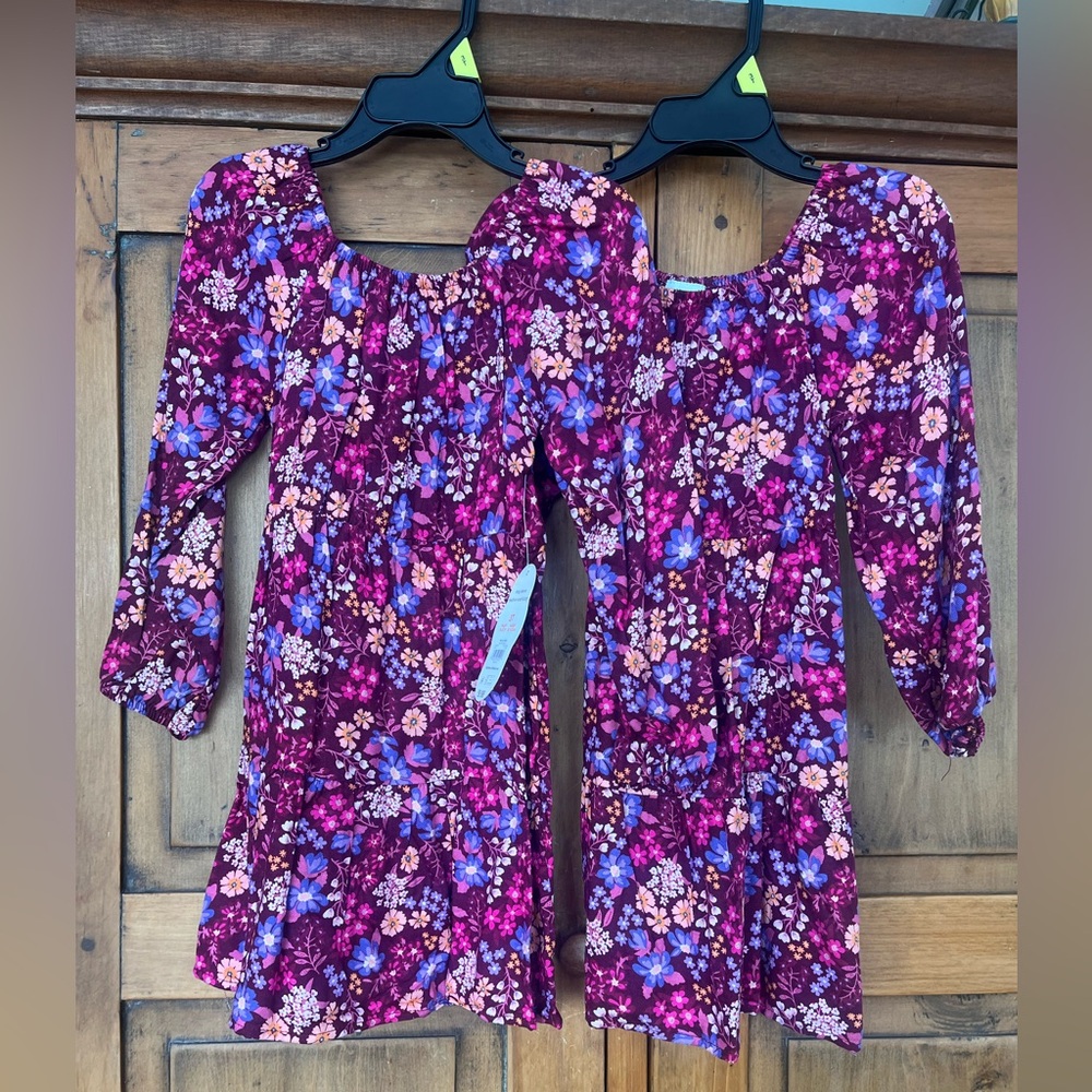 NWT - 2 Twin Girl’s 3T Long Sleeved Flower Dresses